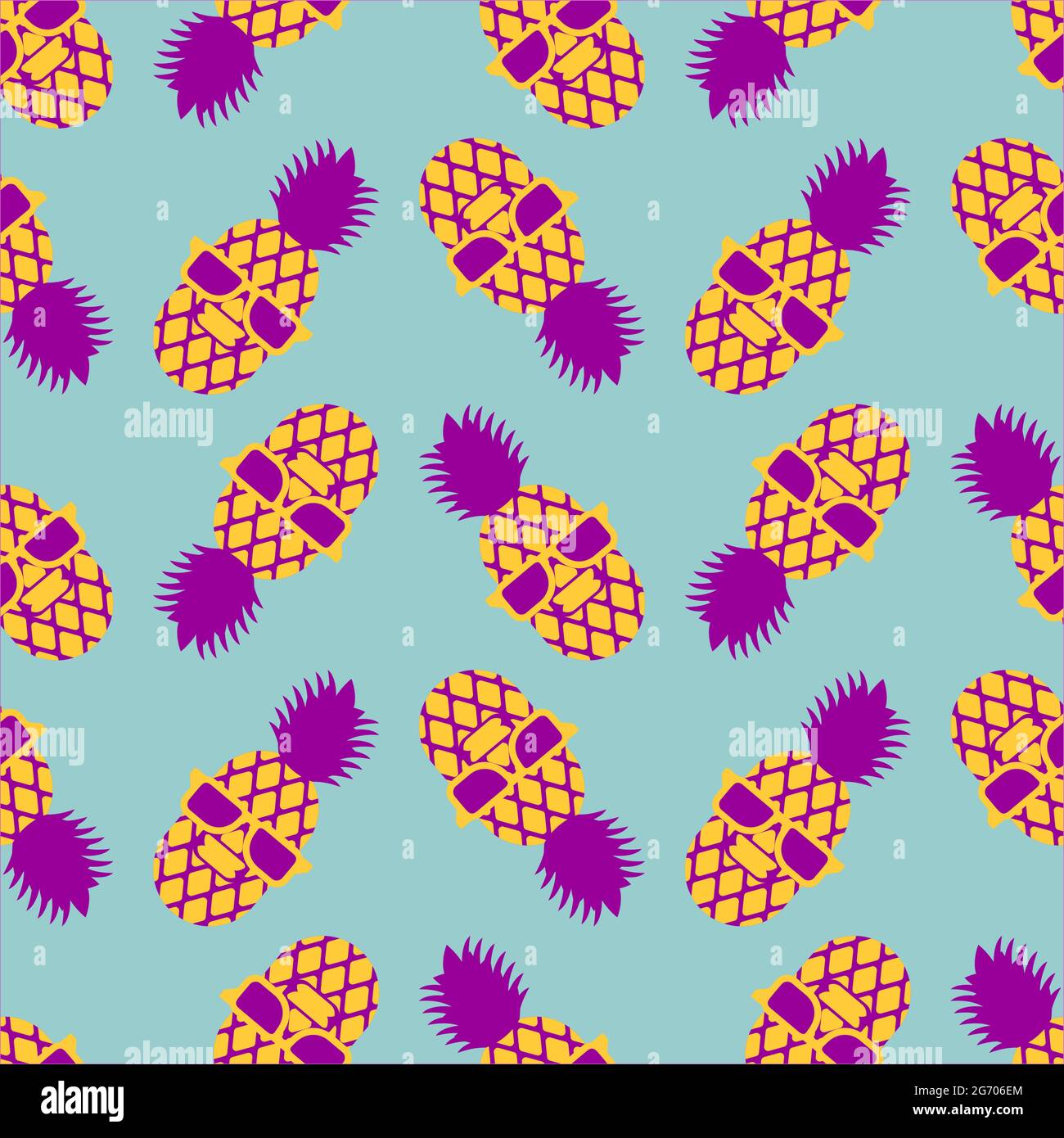 Pineapple cool with glasses pattern seamless. vector background Stock Vector