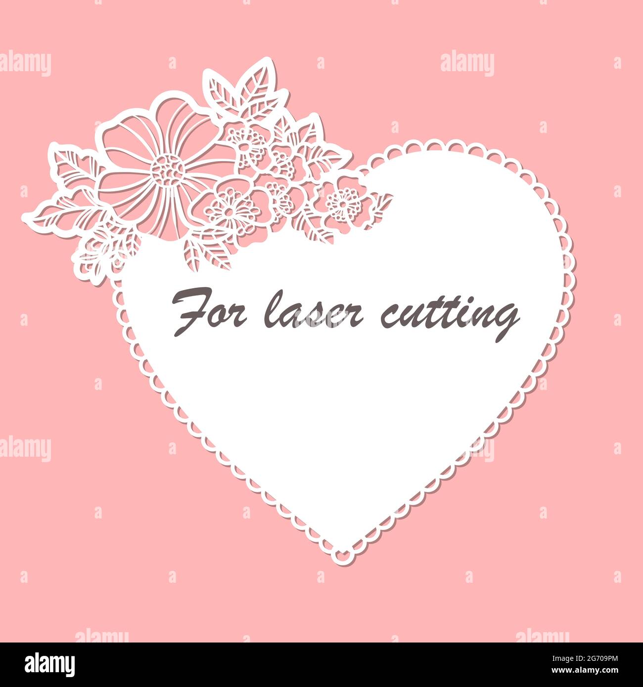 Laser cutting template. Lace heart with flowers. Vector Stock Vector