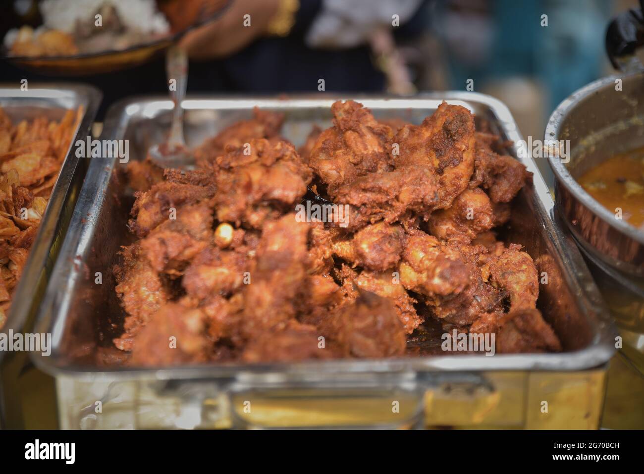 Homemade Deep Fried Chicken with traditional Asian spices Stock Photo