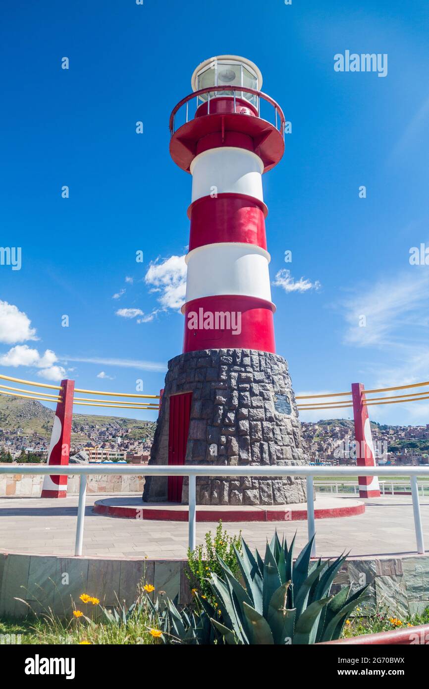Lighthouse in a port of Puno, Peru Stock Photo Alamy
