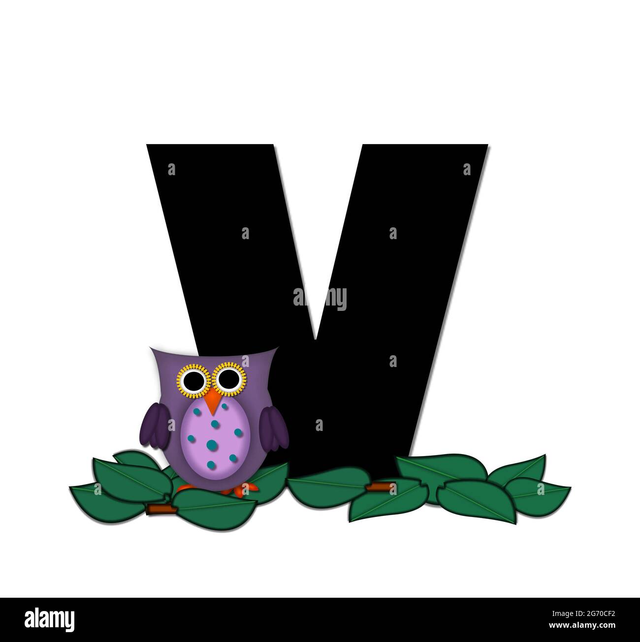 The letter V, in the alphabet set "Hoo Hoo," is black. Letter is ...