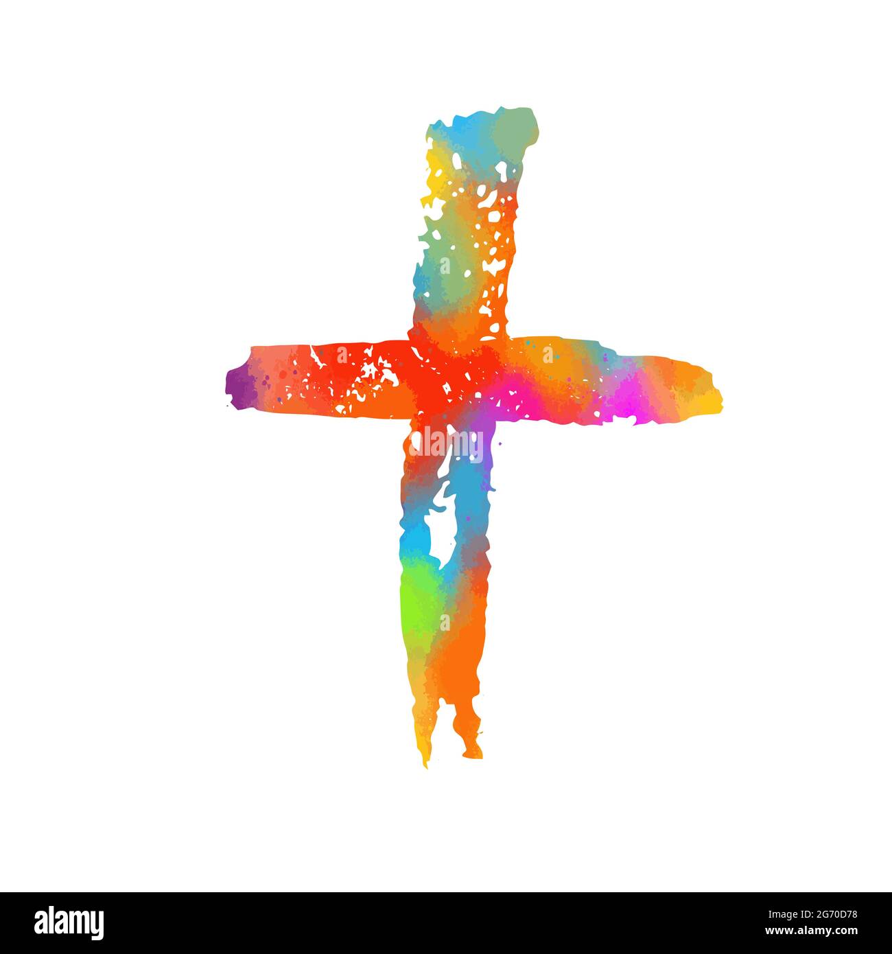 Multi-colored cross. Cross made of rainbow blots. Vector illustration