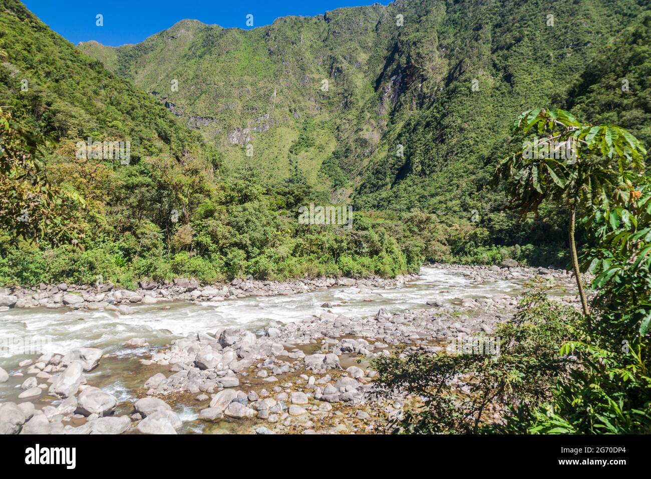Rapids of Urubamba river near Aguas Calientes village, Peru Stock Photo