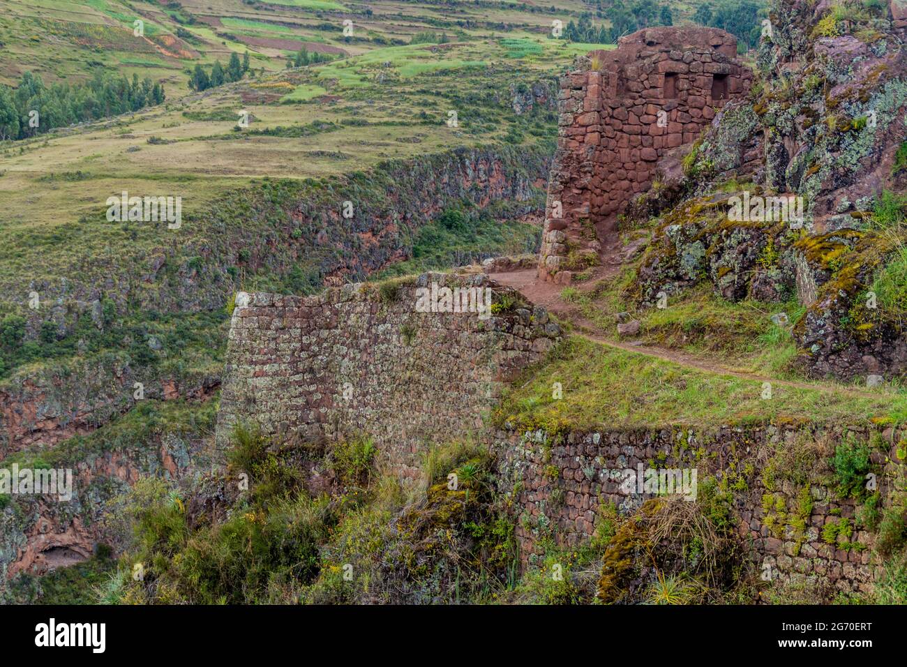 Pisac ruins, Sacred Valley of Incas, Peru Stock Photo