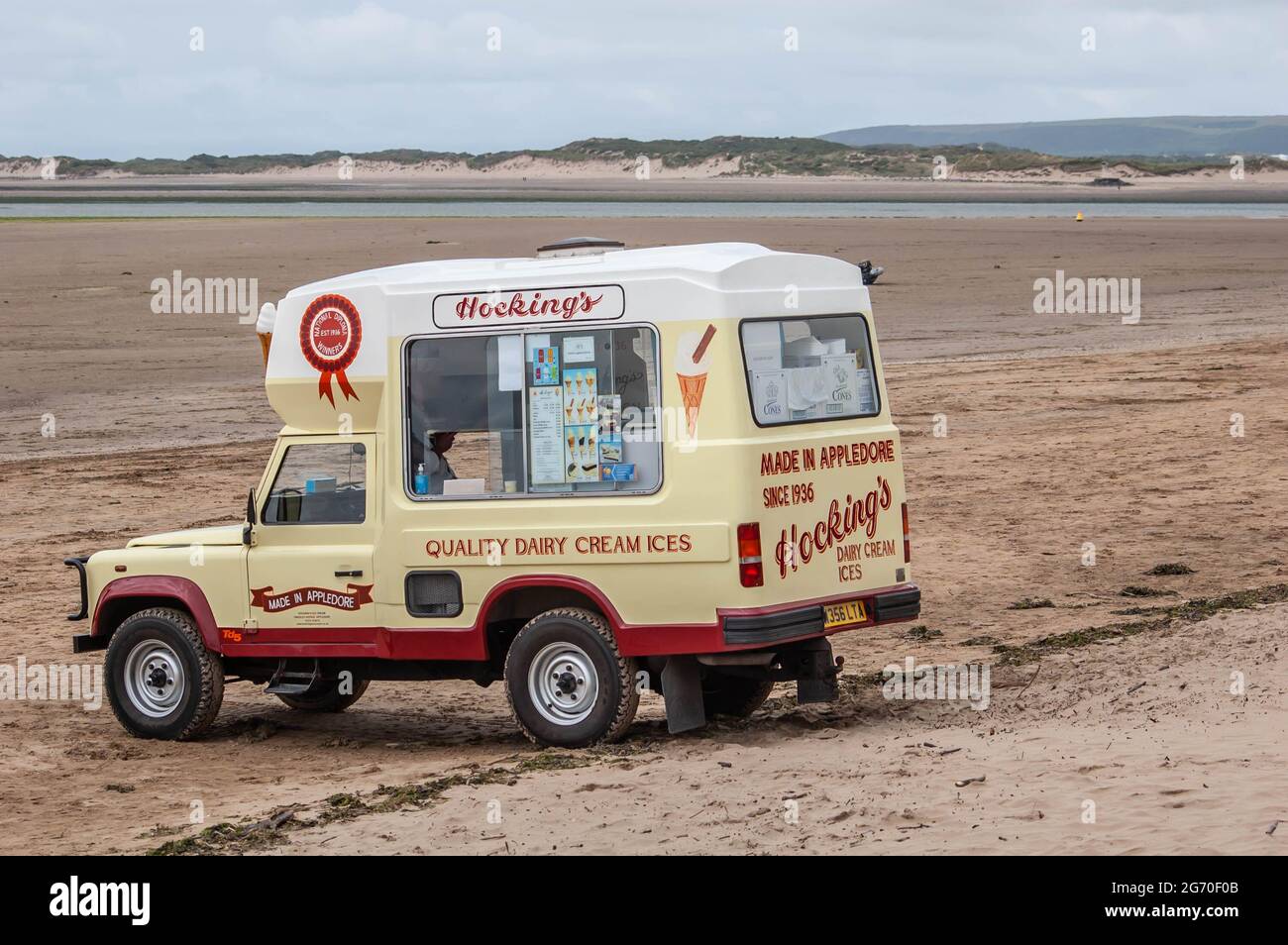 INSTOW, DEVON, ENGLAND 25 June 2021 Hocking's Dairy Ice Cream van on