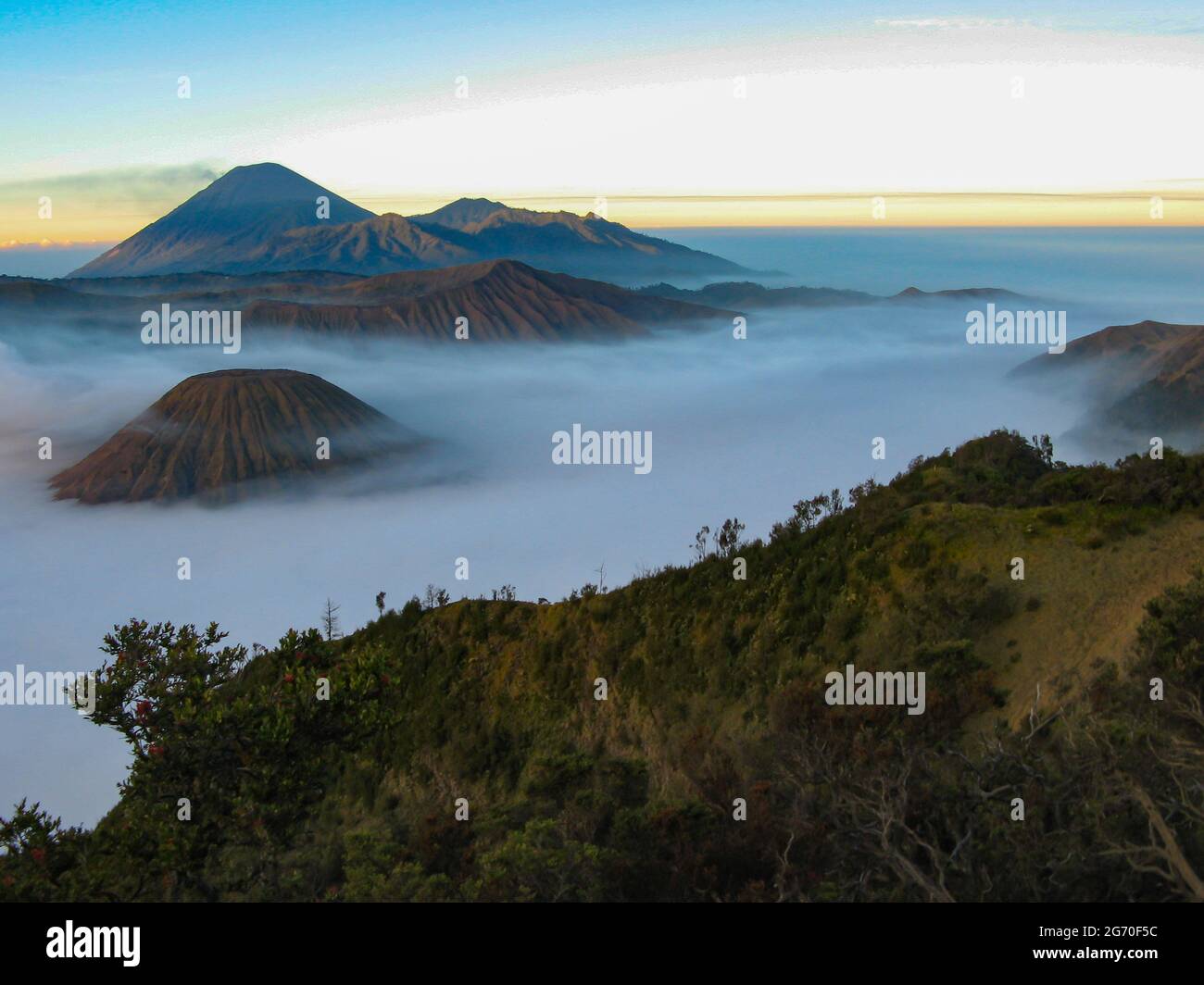 volkano Mount Bromo, Indonesia, in sunrise Stock Photo