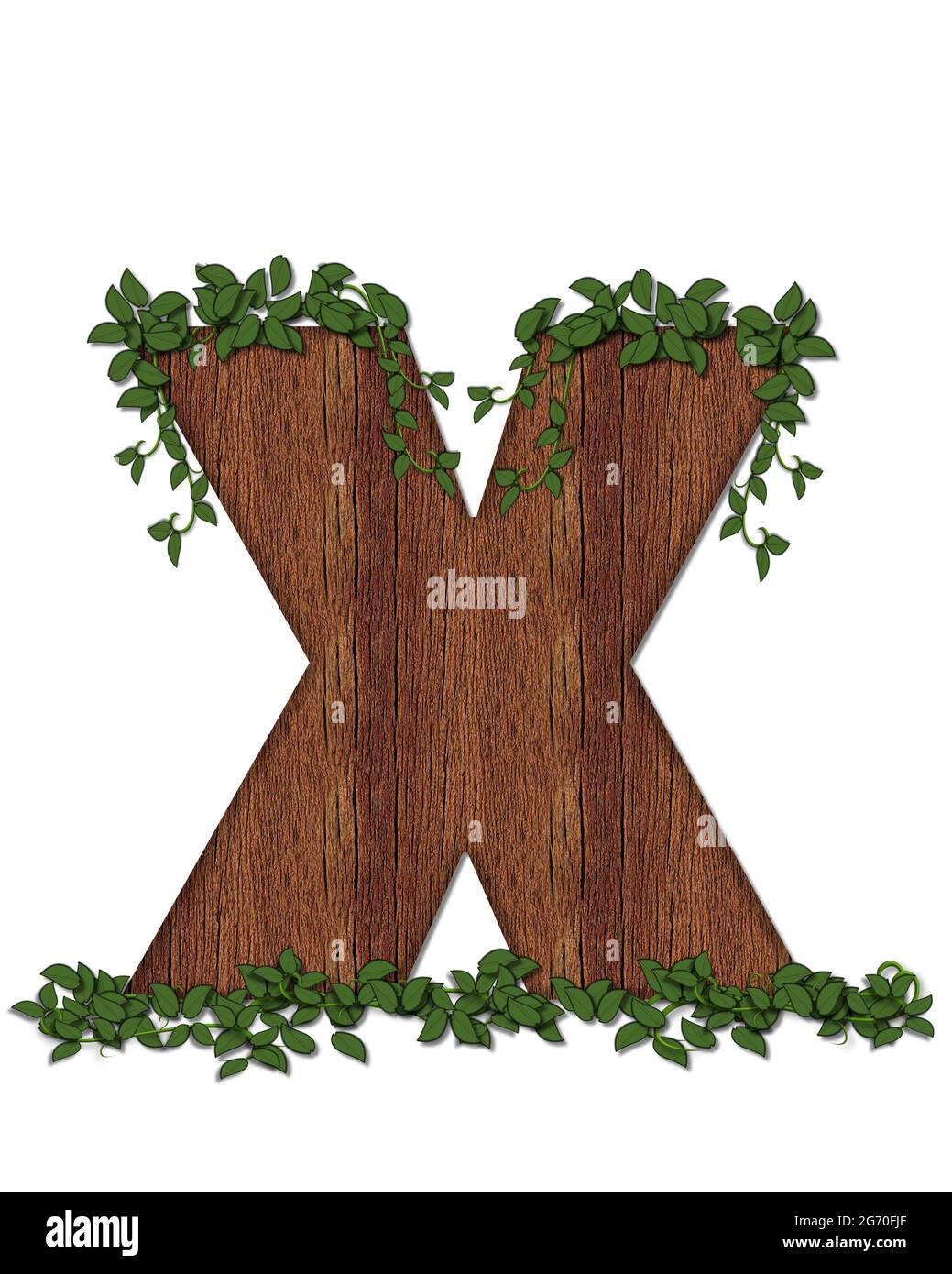 The letter X, in the alphabet set "Deep Woods" is filled with wod