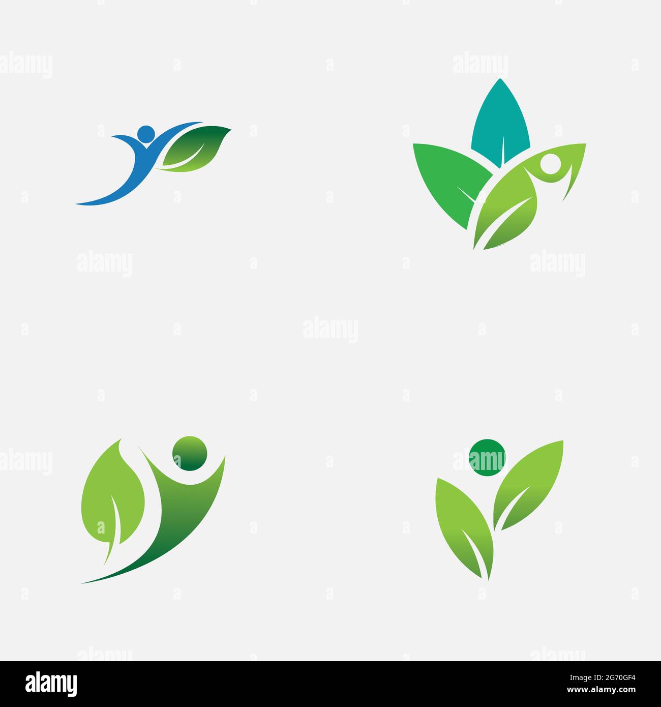 set of people and leaf logo vector illustration design template Stock ...