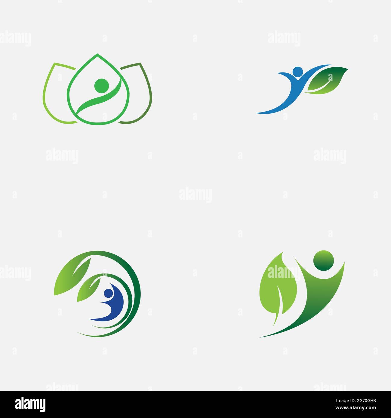 set of people and leaf logo vector illustration design template Stock ...