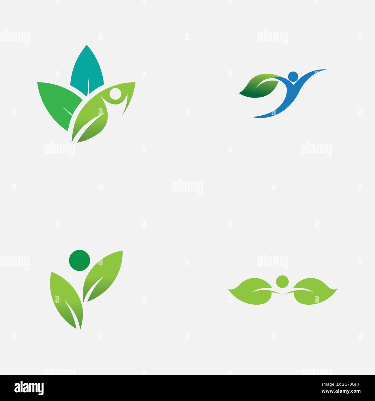 set of people and leaf logo vector illustration design template Stock ...