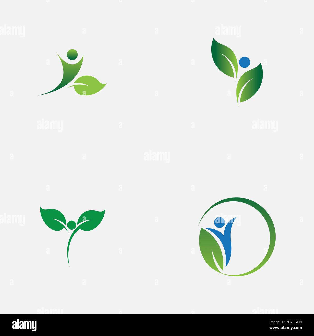 set of people and leaf logo vector illustration design template Stock ...