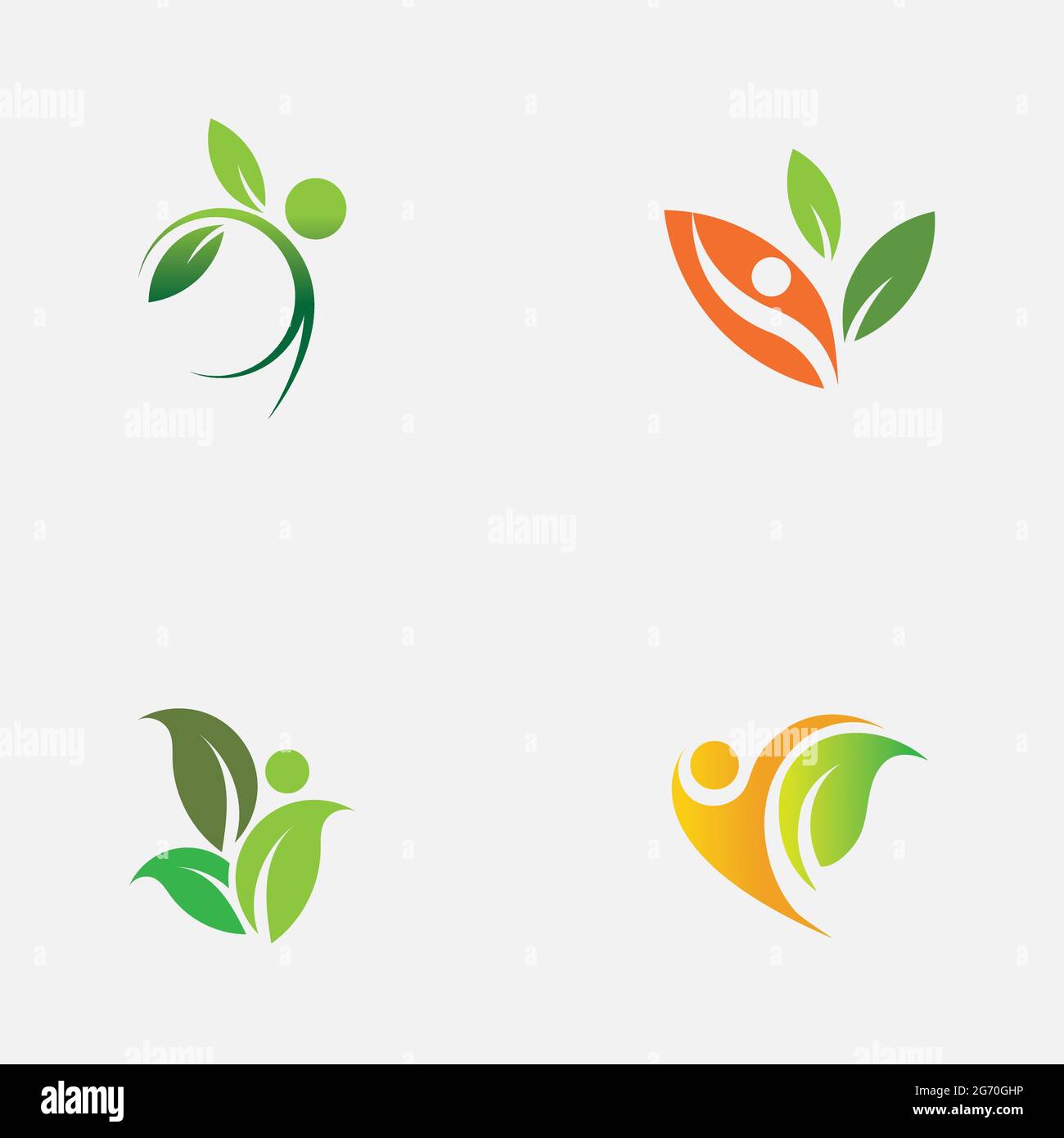set of people and leaf logo vector illustration design template Stock ...