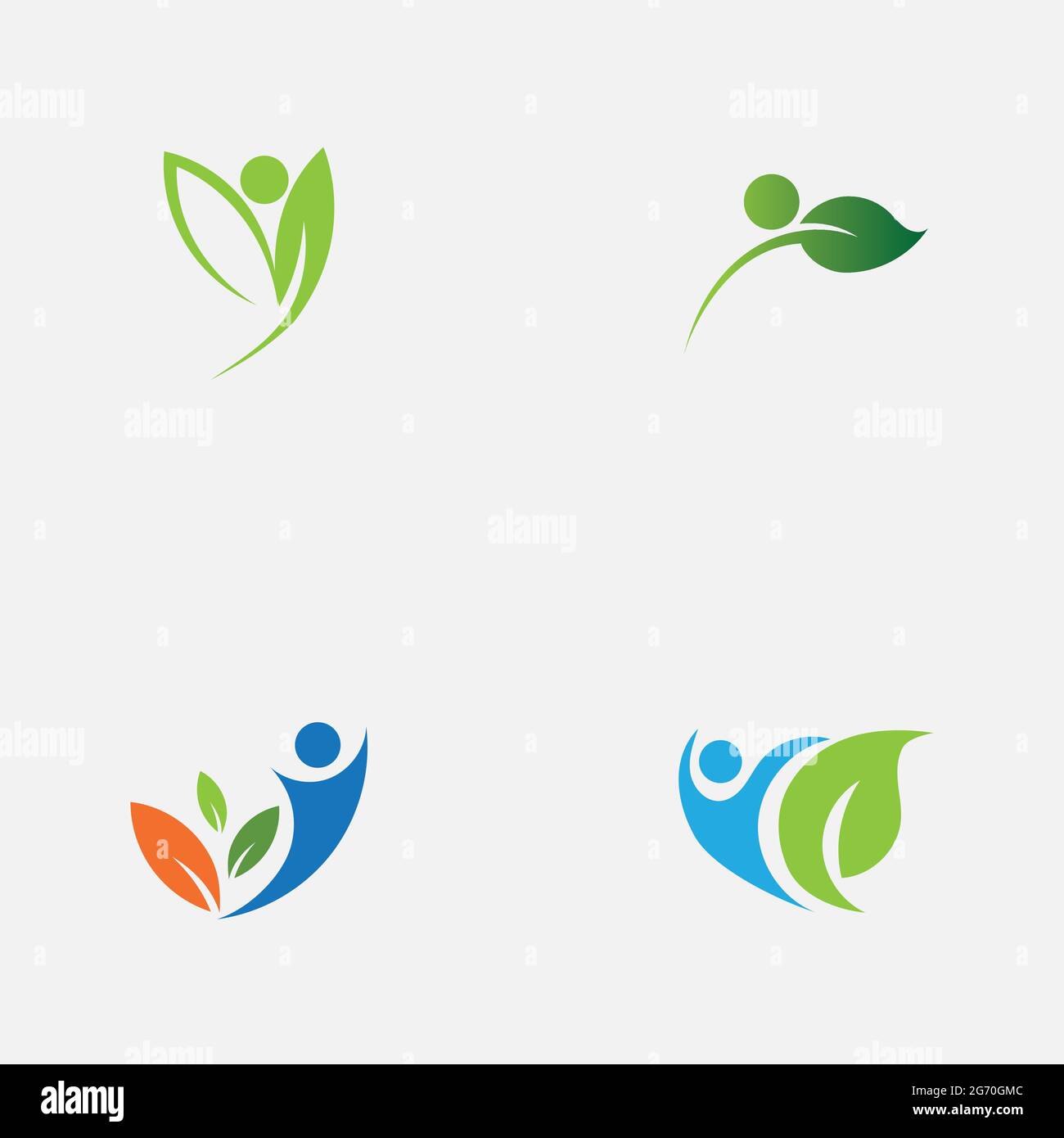 set of people and leaf logo vector illustration design template Stock ...
