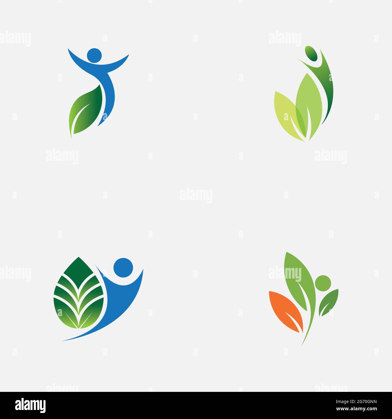 set of people and leaf logo vector illustration design template Stock ...