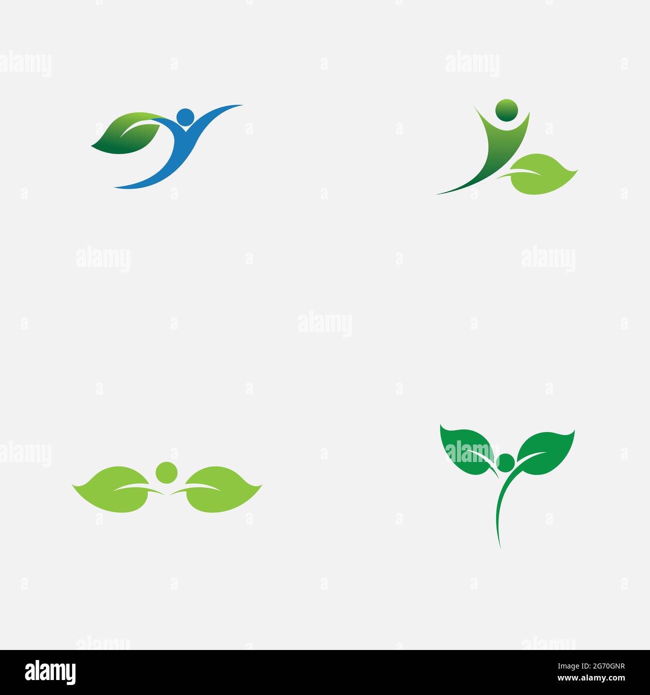 set of people and leaf logo vector illustration design template Stock ...