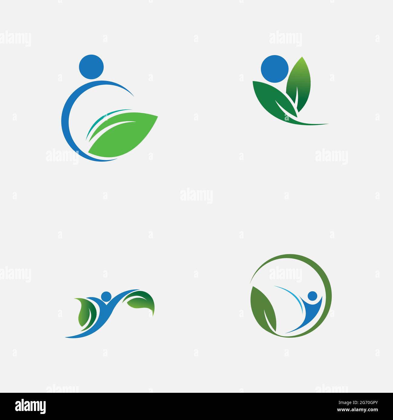 set of people and leaf logo vector illustration design template Stock ...