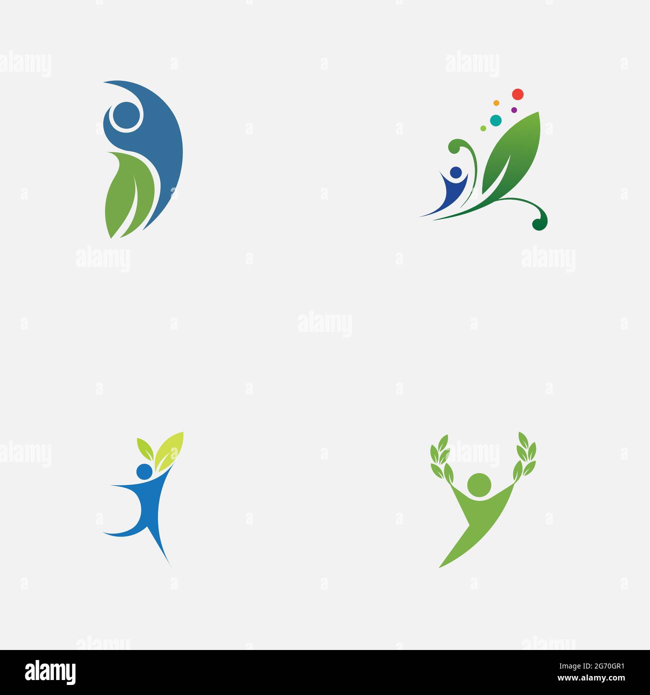 set of people and leaf logo vector illustration design template Stock ...