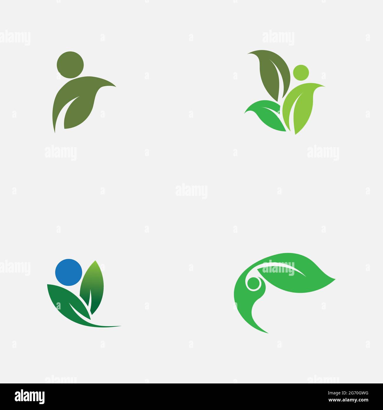 set of people and leaf logo vector illustration design template Stock ...