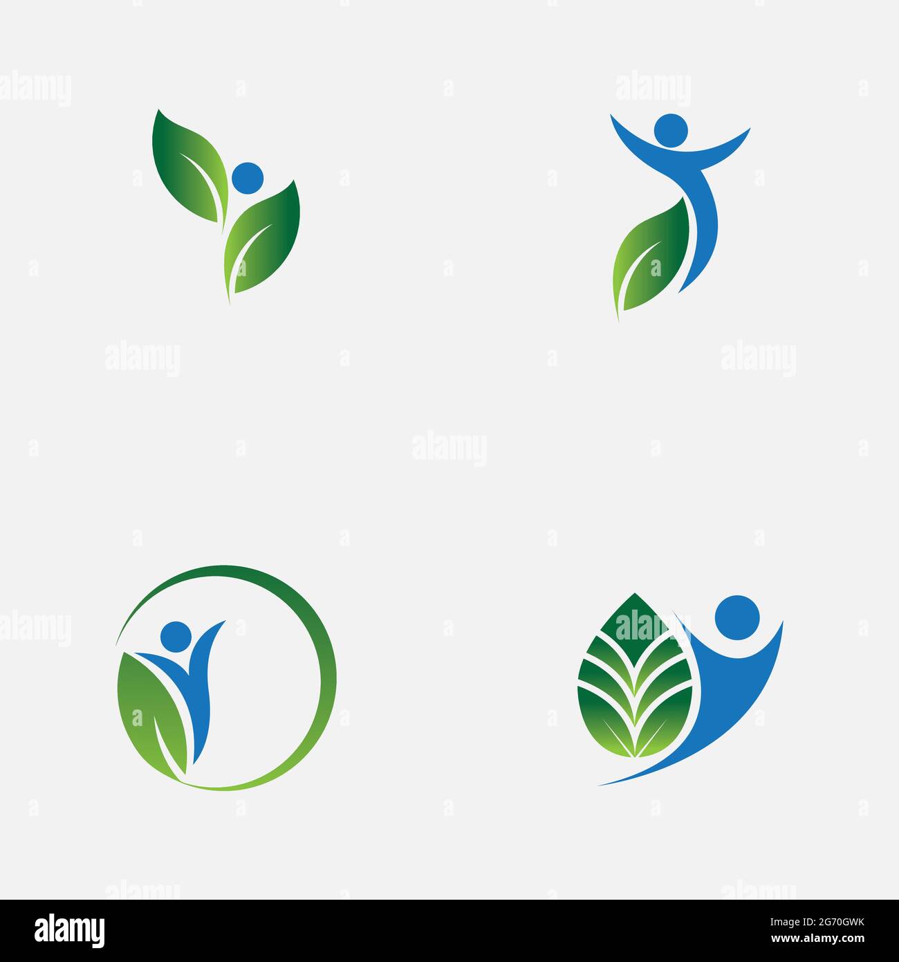 set of people and leaf logo vector illustration design template Stock ...