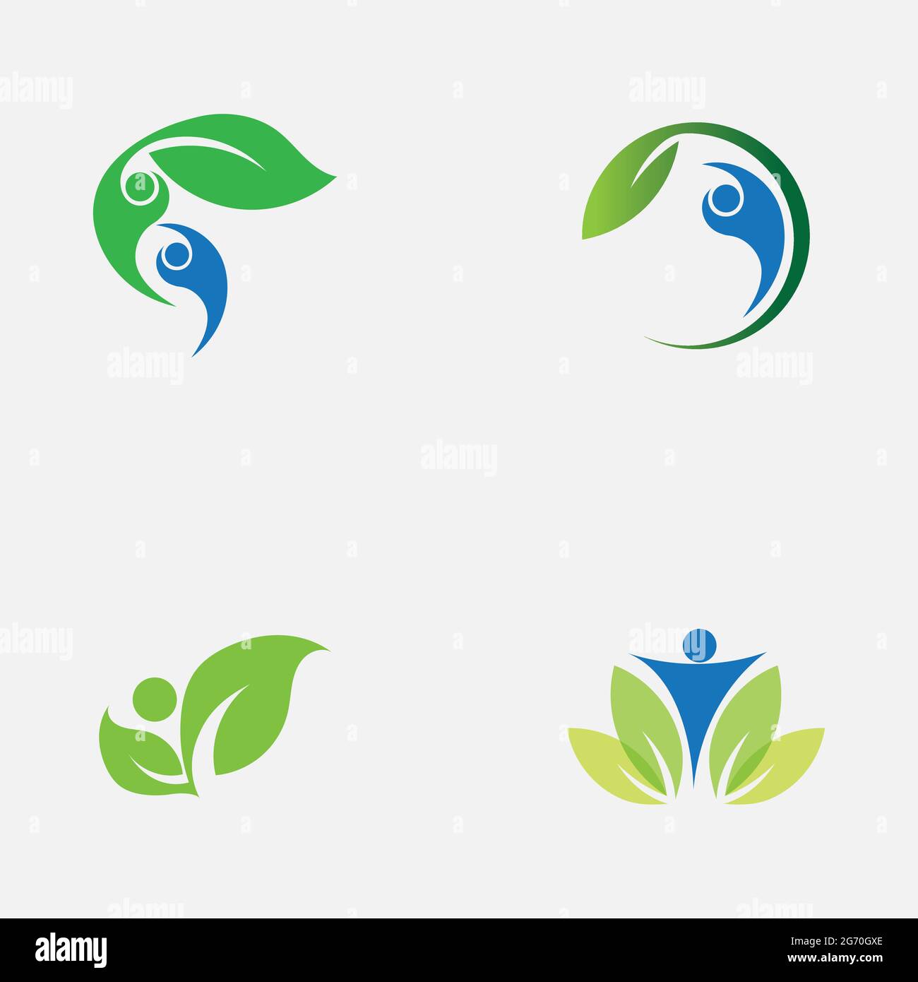 set of people and leaf logo vector illustration design template Stock ...
