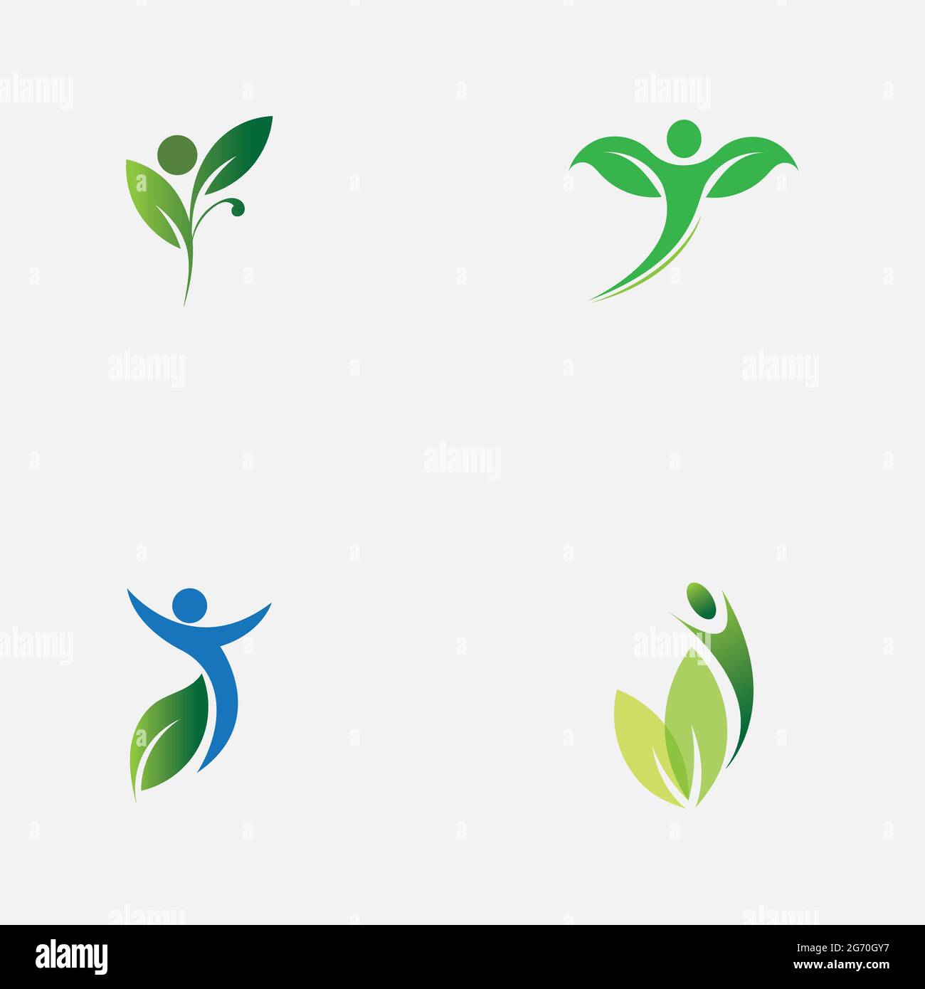 set of people and leaf logo vector illustration design template Stock ...