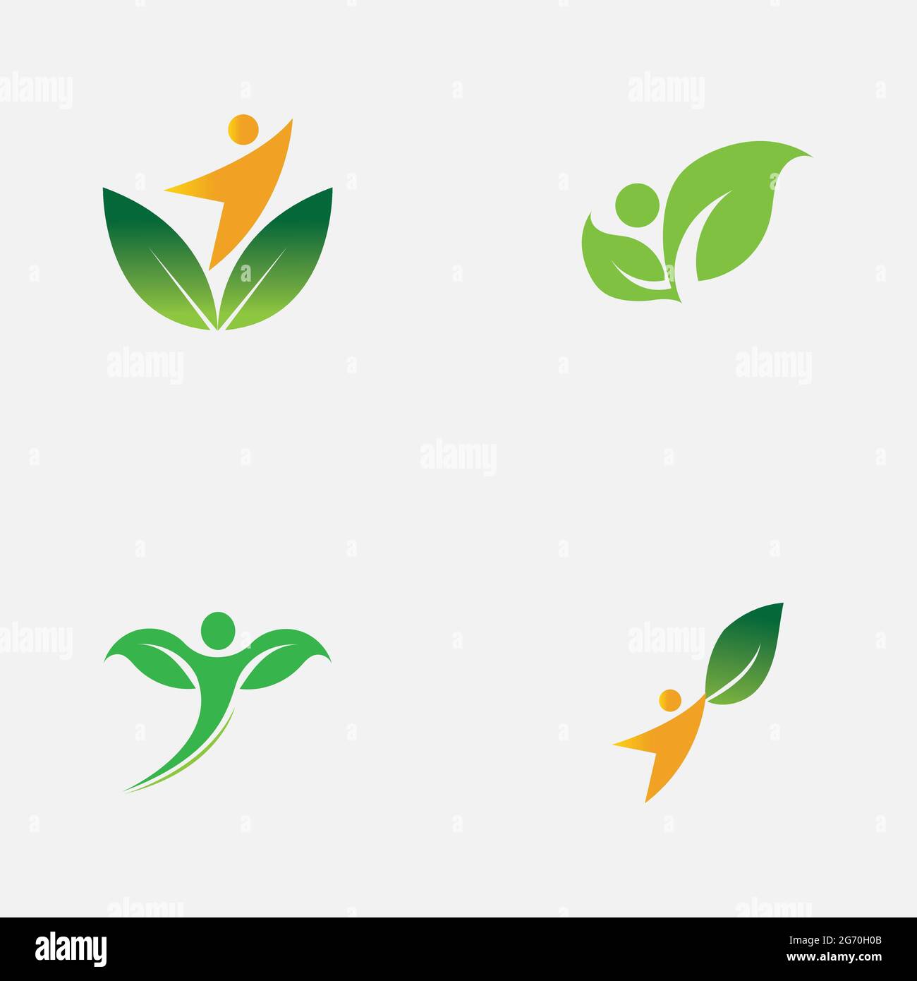 set of people and leaf logo vector illustration design template Stock ...