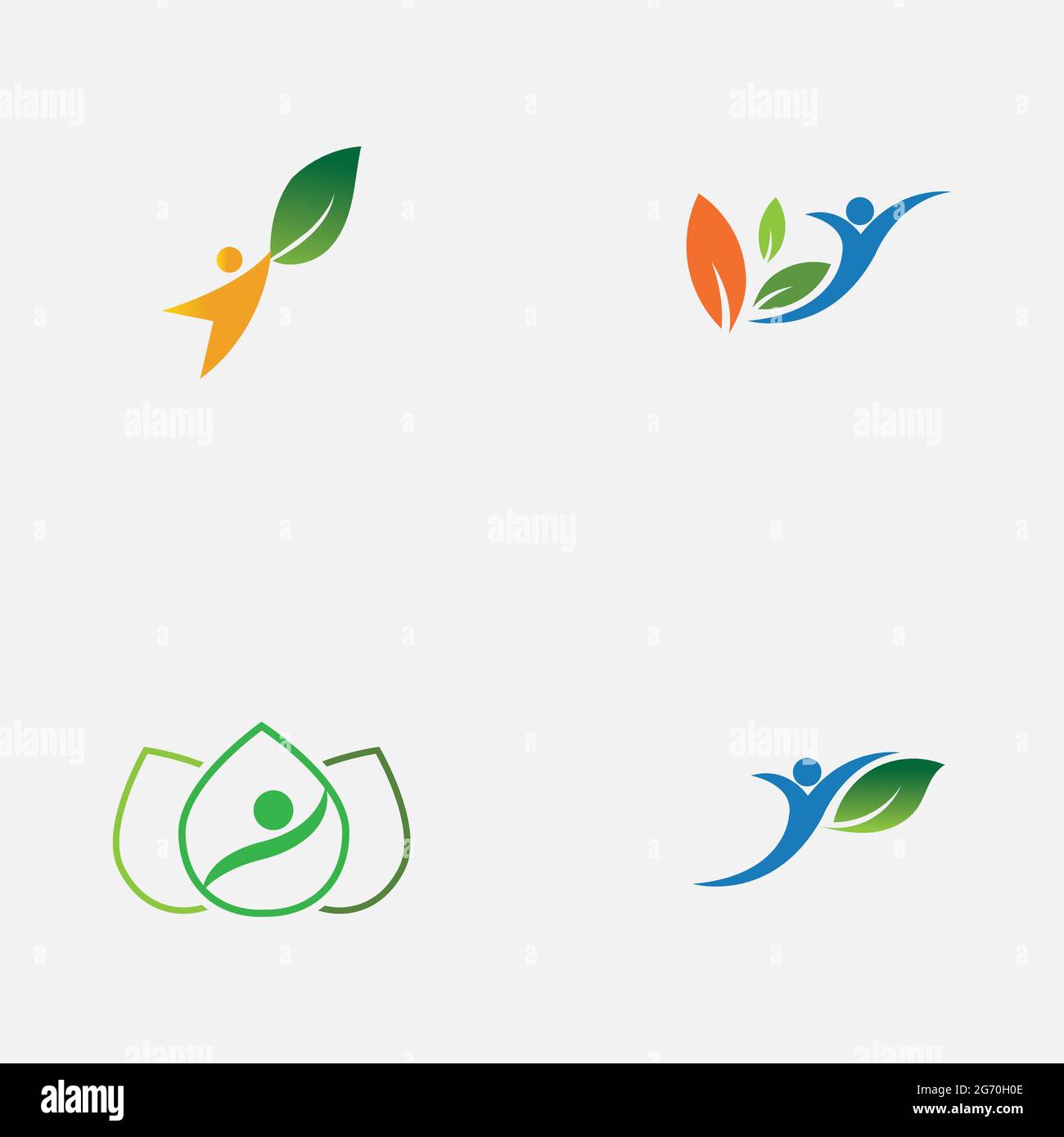 set of people and leaf logo vector illustration design template Stock ...