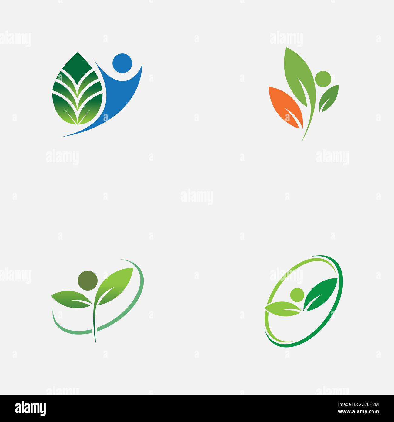set of people and leaf logo vector illustration design template Stock ...