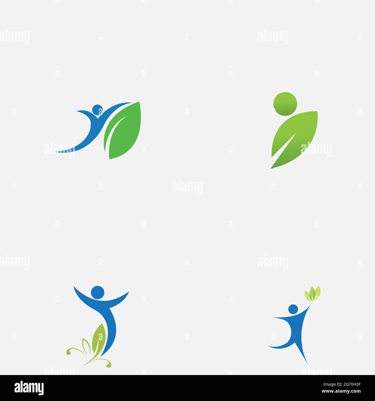 set of people and leaf logo vector illustration design template Stock ...