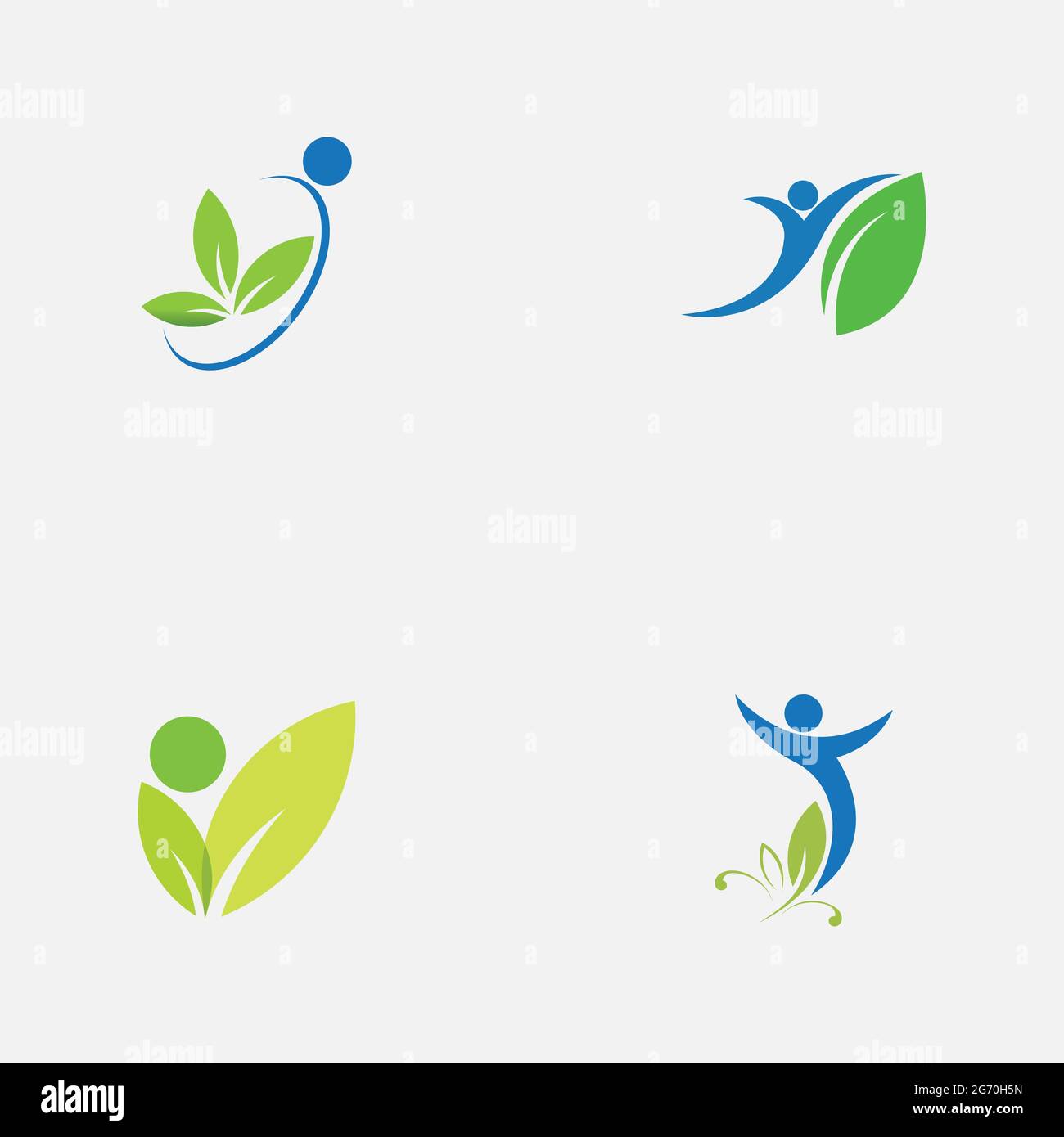 set of people and leaf logo vector illustration design template Stock ...