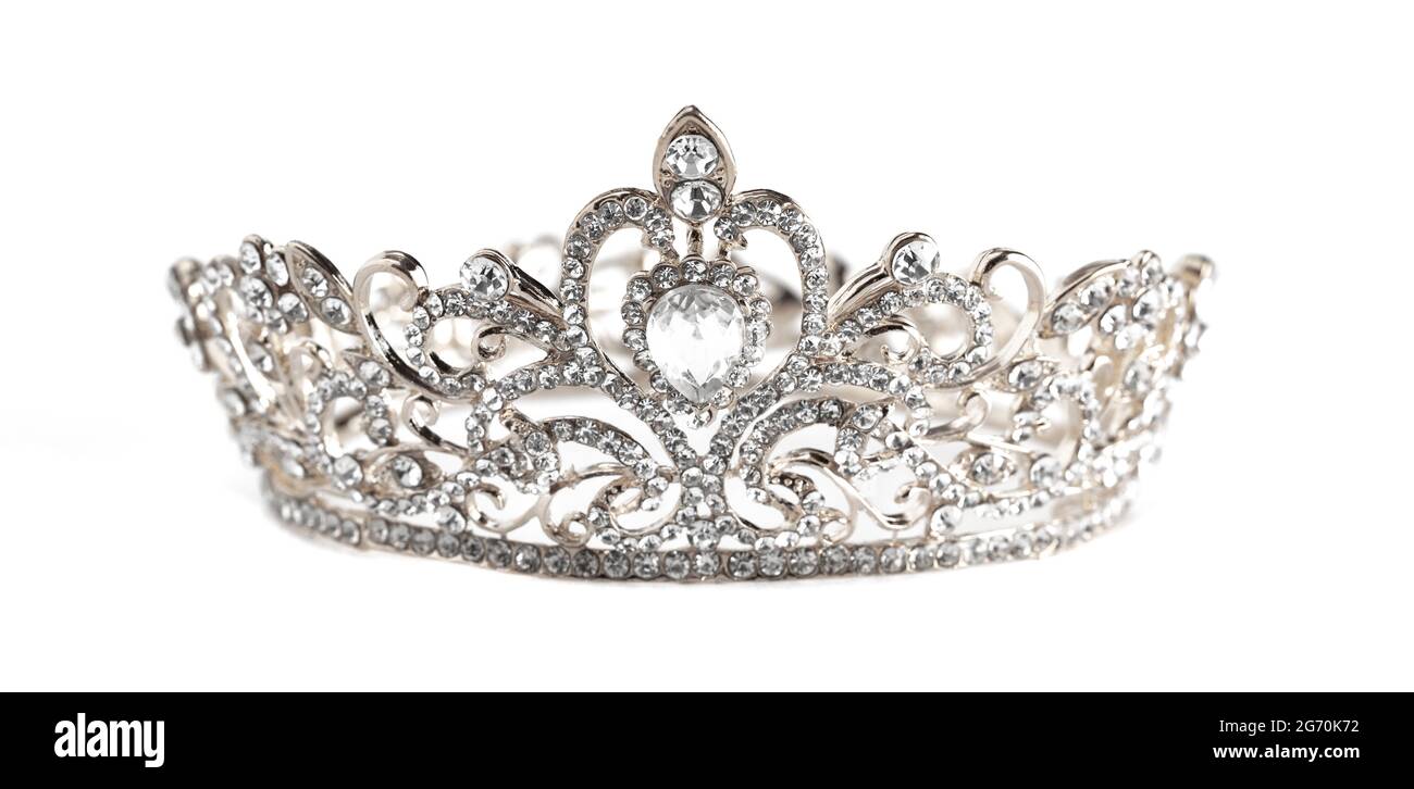 Silver Crown Isolated on a White Background Stock Photo - Alamy