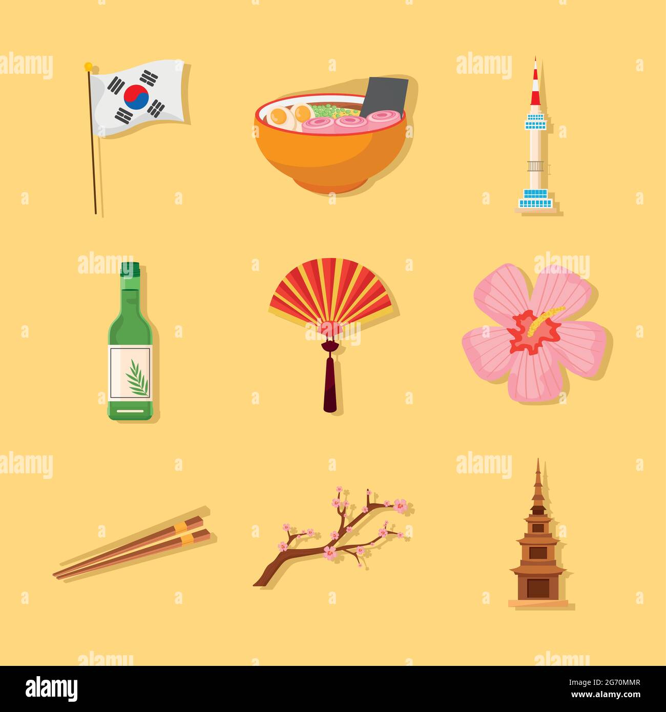 nine Korean culture icons Stock Vector Image & Art - Alamy