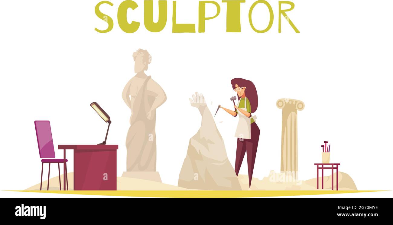 Craftsman icons set with tailor and artist flat isolated vector ...