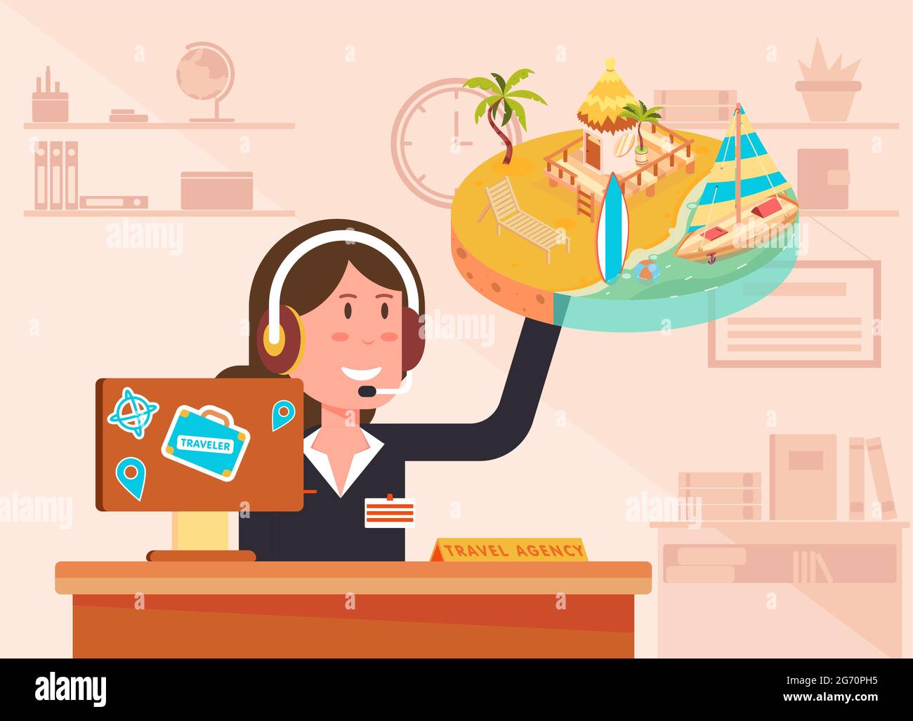 Travel agency isometric background with special offer symbols vector