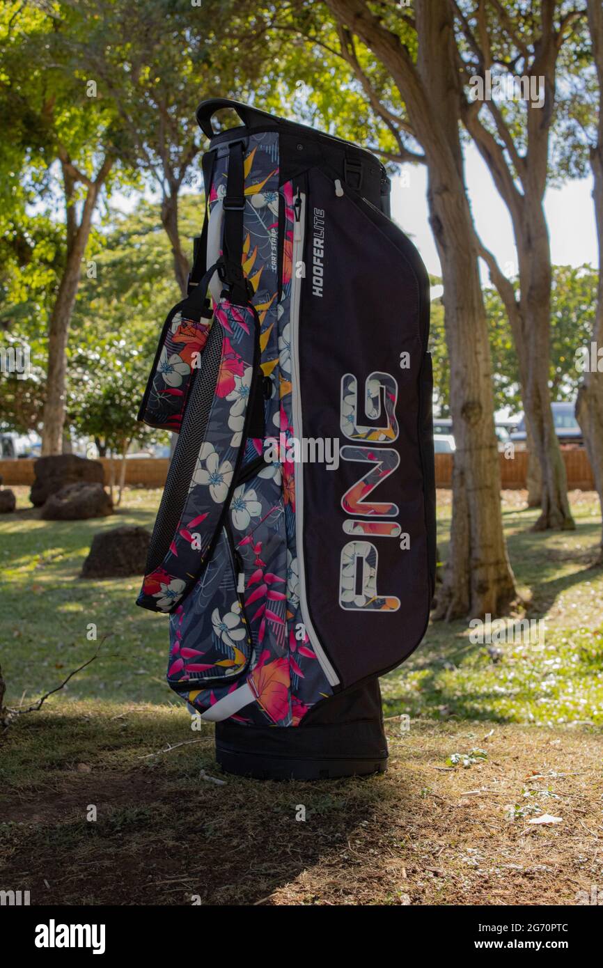 Beautiful golf bag promotion for a golf shop in Hawaii Stock Photo Alamy