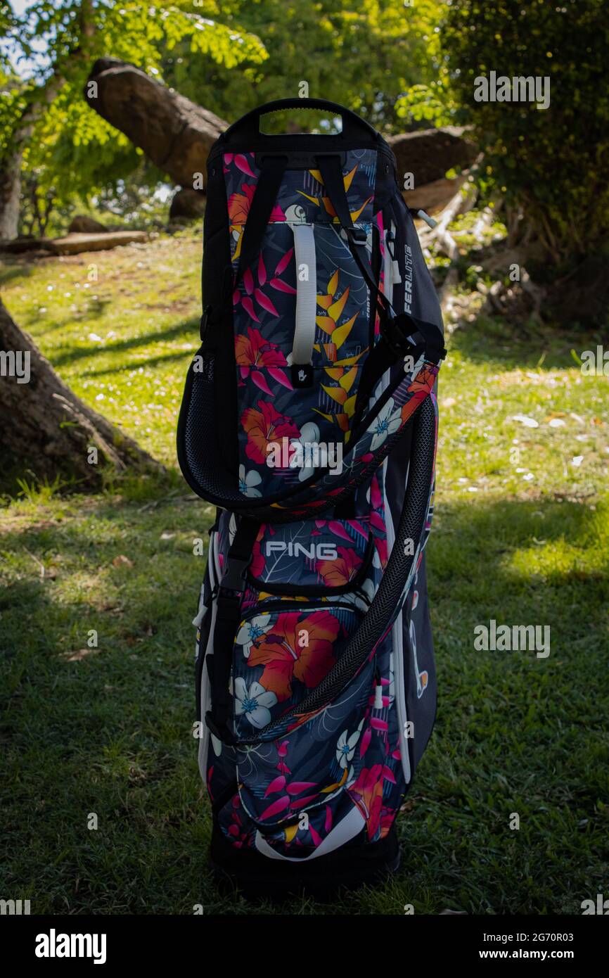 Beautiful golf bag promotion for a golf shop in Hawaii Stock Photo Alamy