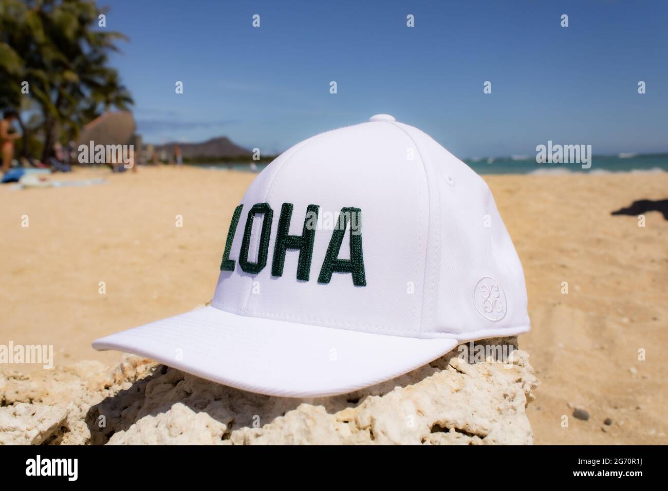 Beautiful hat promotion for a golf shop in Hawaii Stock Photo Alamy