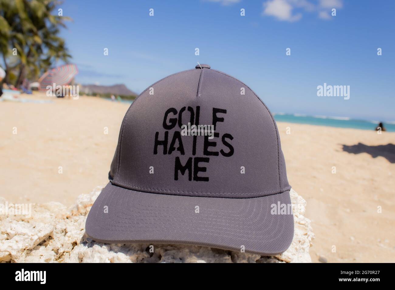 Beautiful hat promotion for a golf shop in Hawaii Stock Photo Alamy