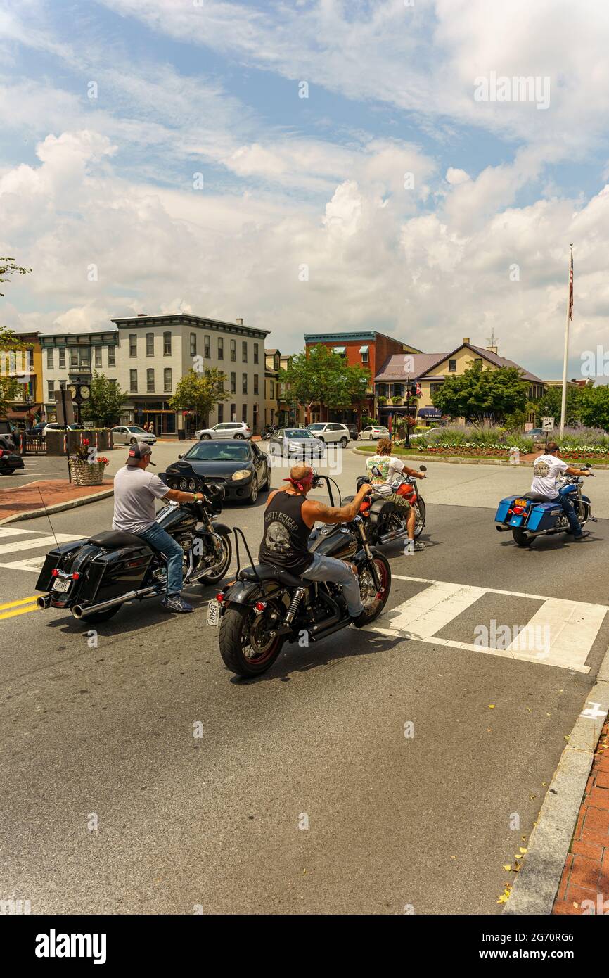 Pennsylvania, USA. 09th July, 2021. Gettysburg, PA, USA - July 9, 2021: Thousands of motorcycles invaded Gettysburg during Bike Week, a large rally celebrating its 20th Anniversary. Credit: George Sheldon/Alamy Live News Stock Photo
