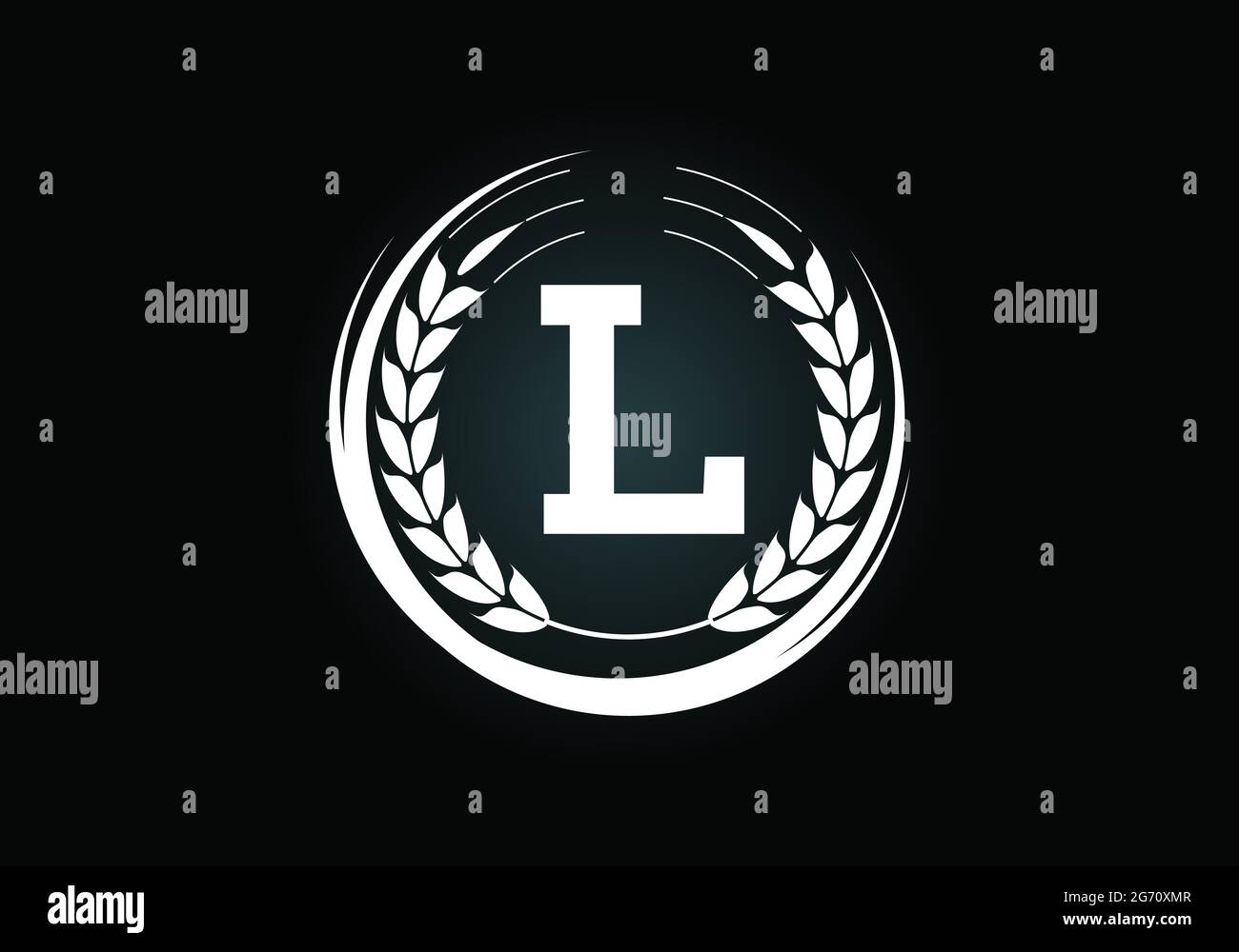 Initial Letter L Sign Symbol With Wheat Ears Wreath Organic Wheat