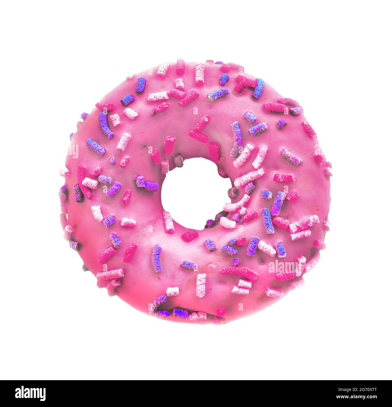 pink donut with sprinkles isolated on white Stock Photo Alamy
