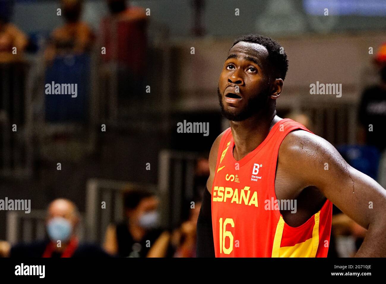 Malaga Spain 08th July 21 Usman Garuba Of Spain Seen In Action During Spain Vs France Friendly Match Of Basketball At Palacio De Los Deportes Jose Maria Martin Carpena In Malaga Prior