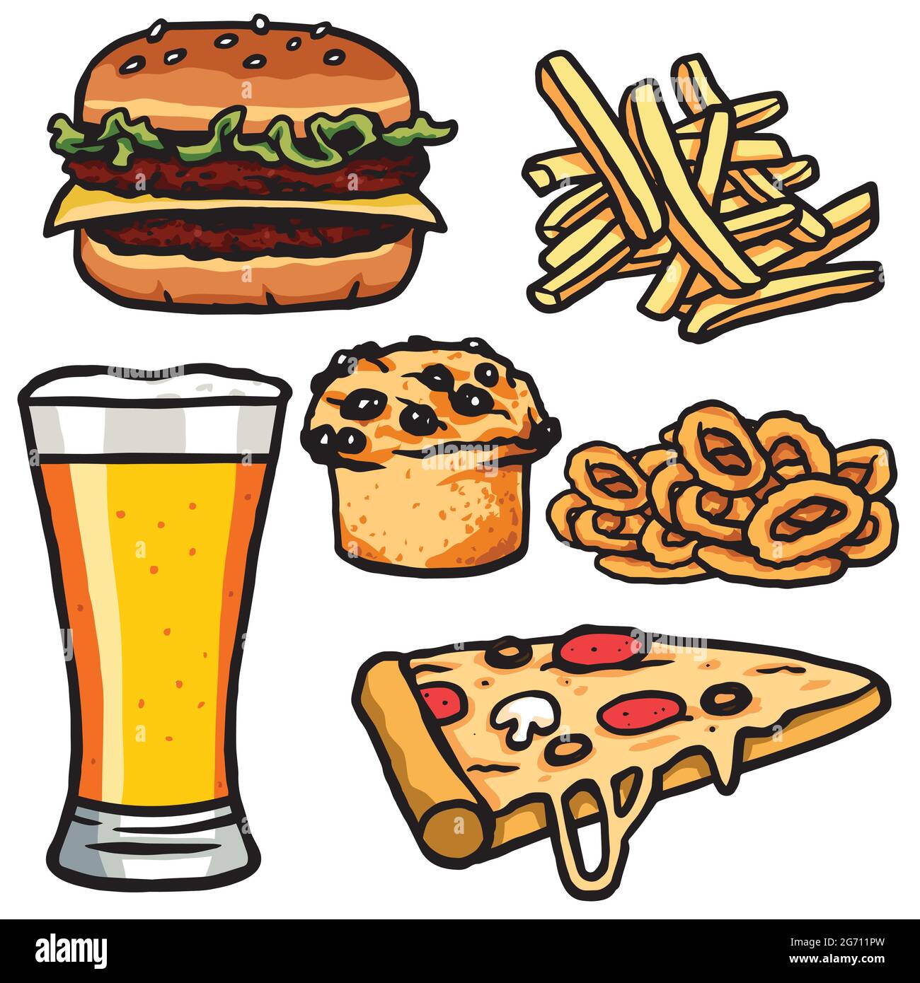Fast Food, Junk Food Products Set. Isolated on White Background. Vector  Image Stock Vector Image & Art - Alamy