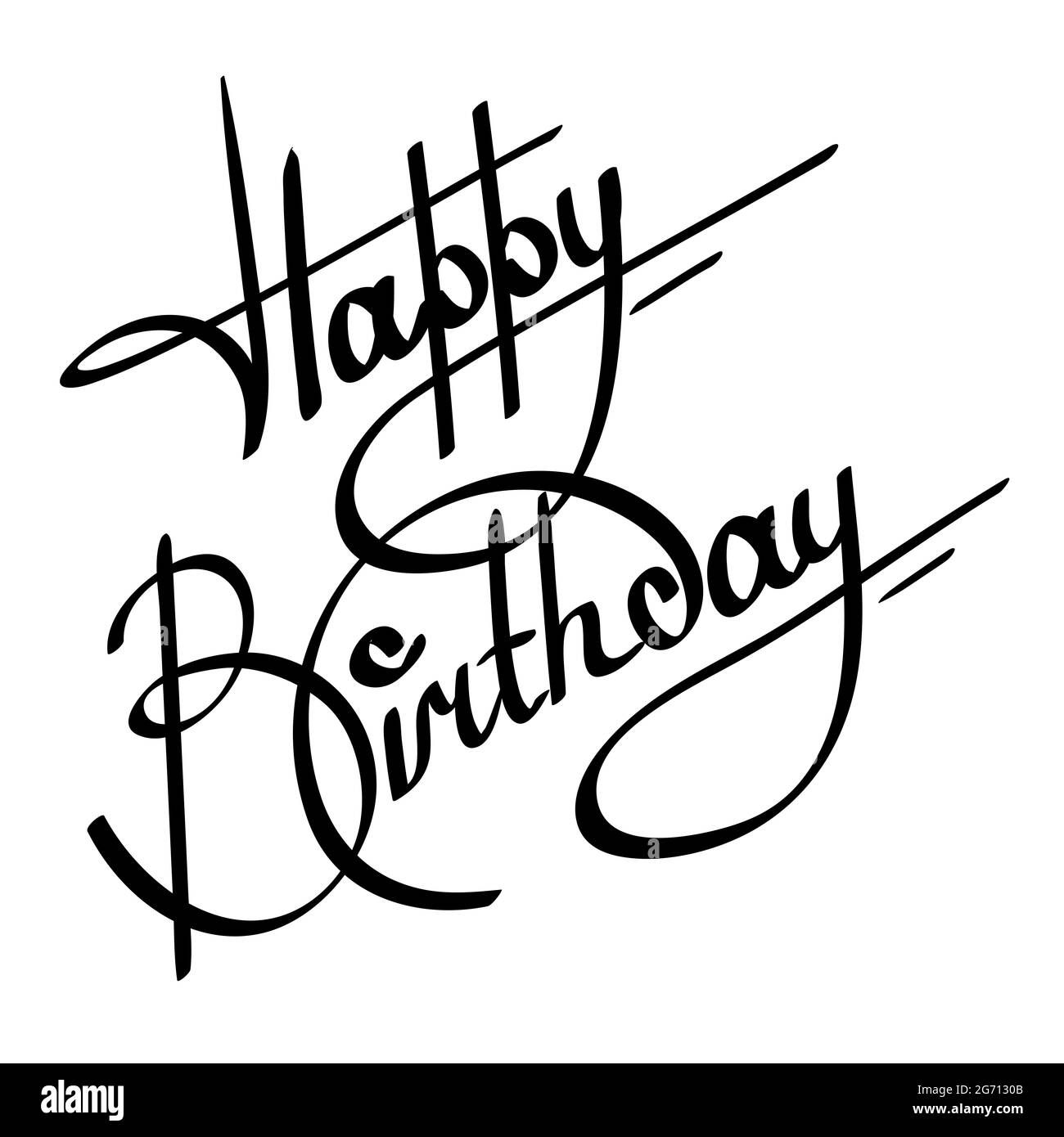 calligraphy happy birthday ornate lettering on white background Stock Photo