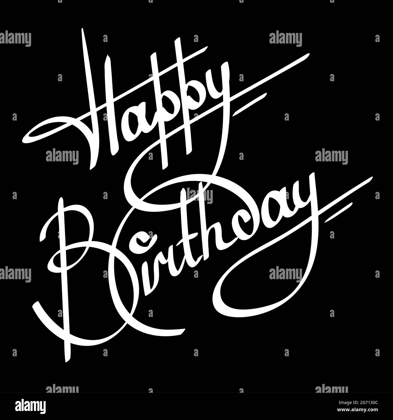 calligraphy happy birthday ornate lettering on black background Stock Photo  - Alamy
