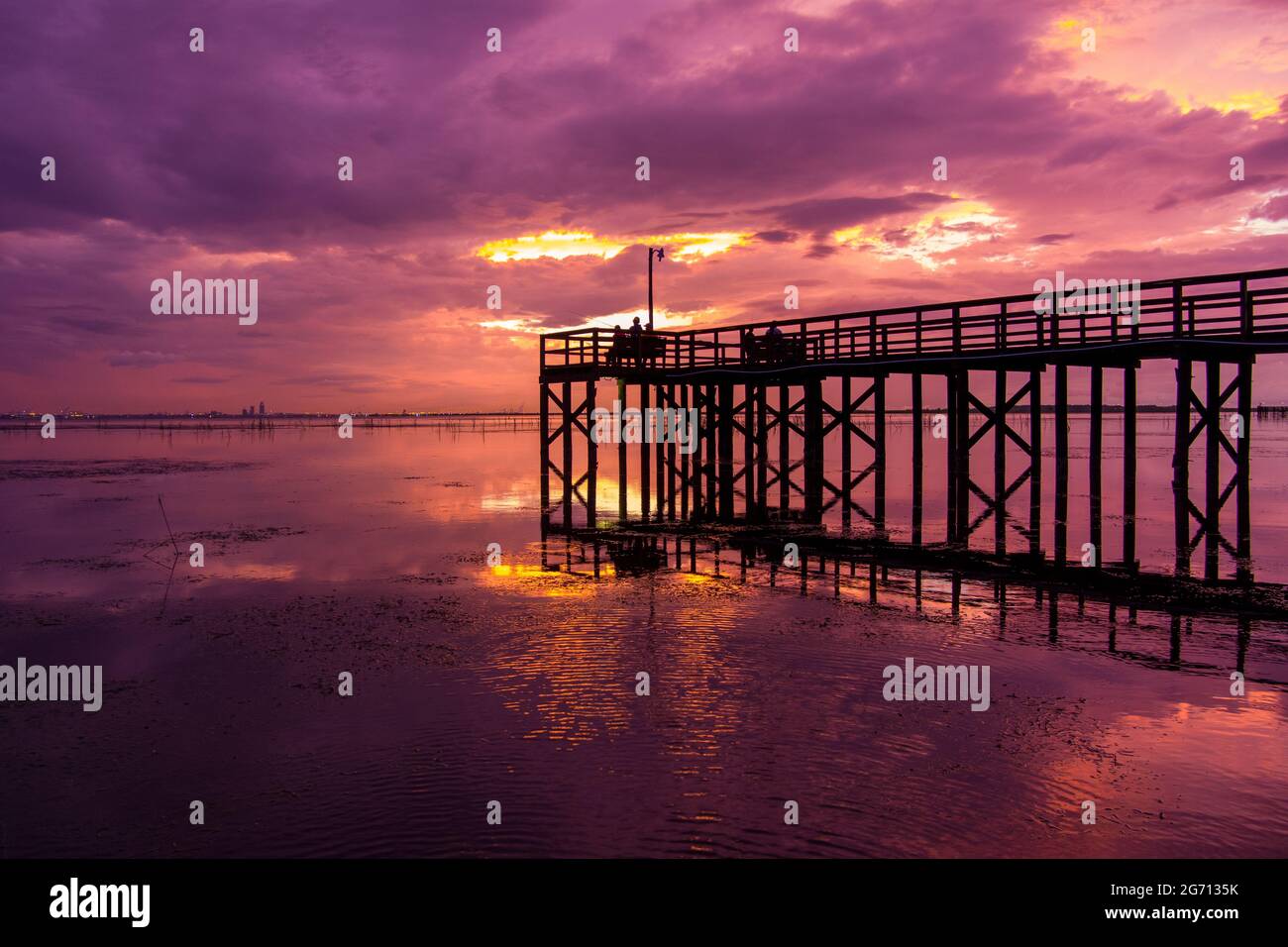 Mobile Bay pier at sunset in July of 2021 Stock Photo - Alamy