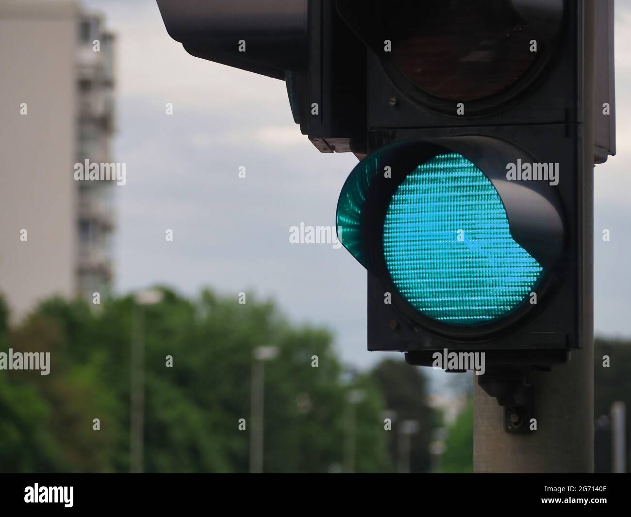 Closeup shot of a traffic light showing green Stock Photo - Alamy