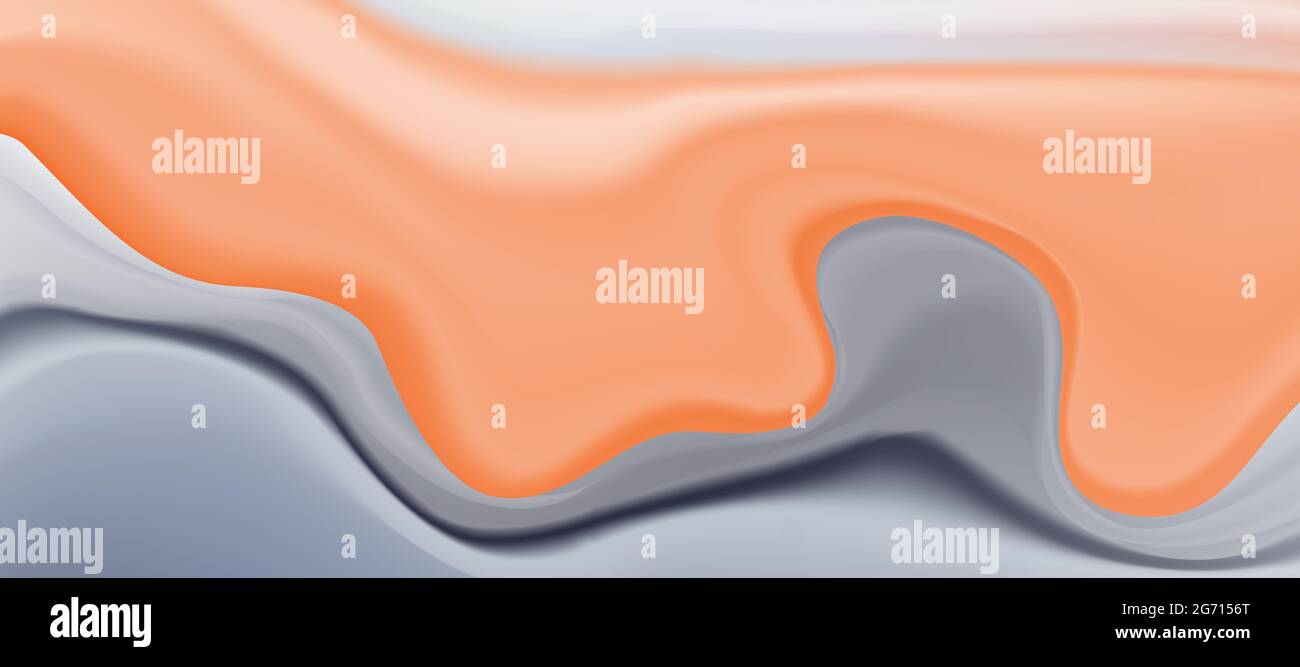 Abstract liquid background design with liquid orange and grey paint ...