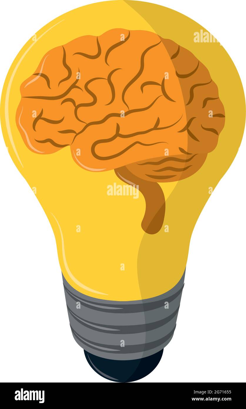 brain in bulb unique Stock Vector