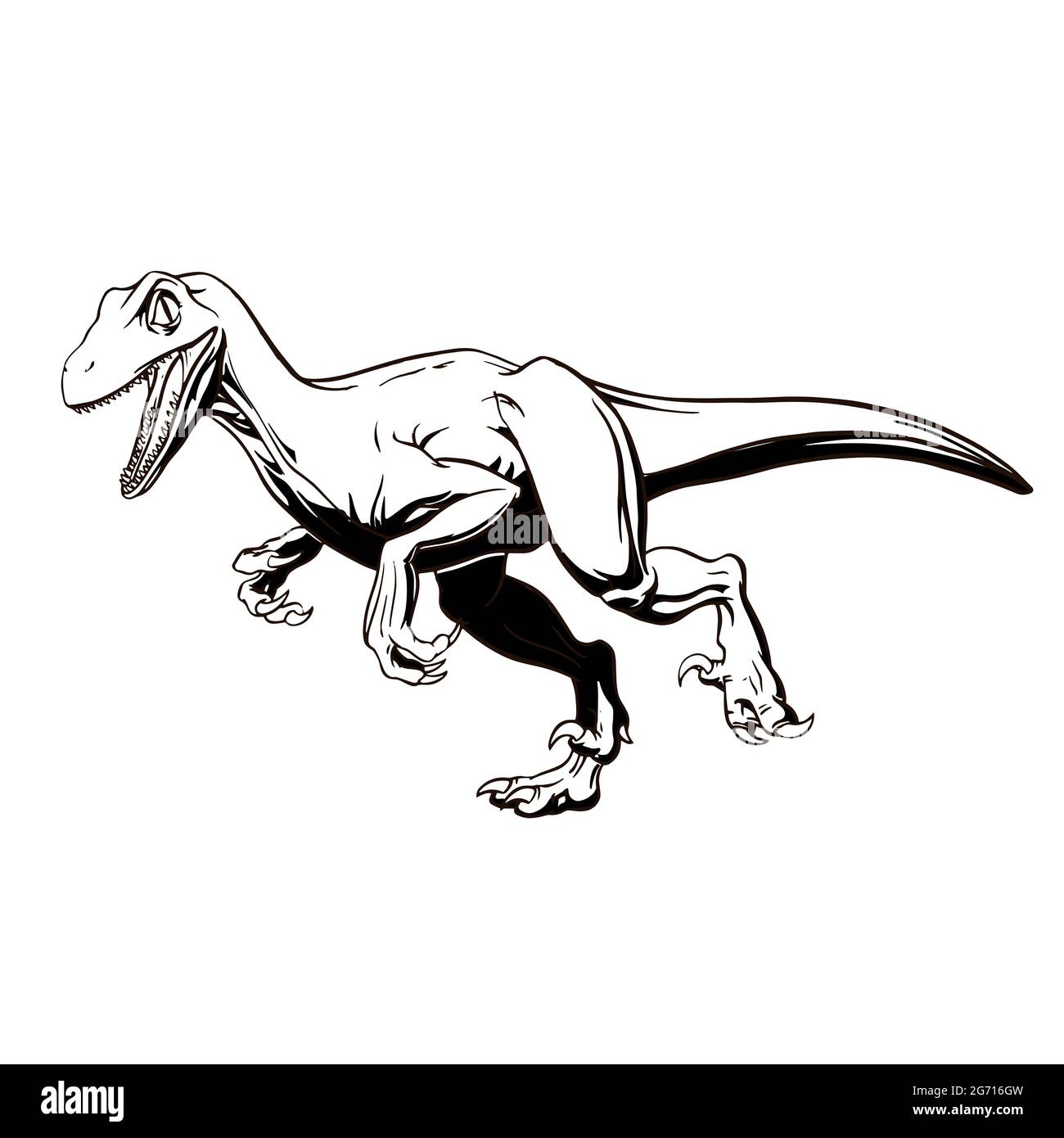 Hand-drawn funny raptor for tattoo, print, design and logo. Vector ...